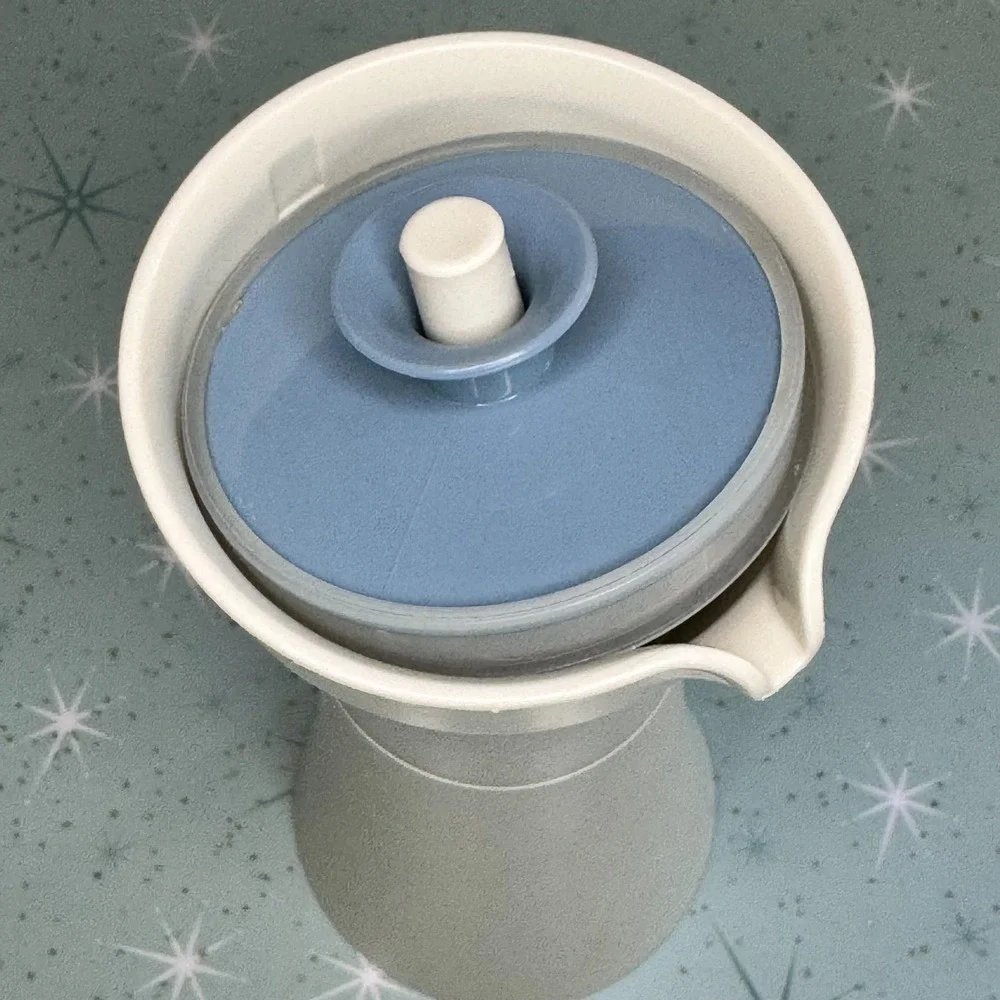 Vintage Tupperware Oil or Vinegar Dressing Container Dusty Blue Lid #1246-13